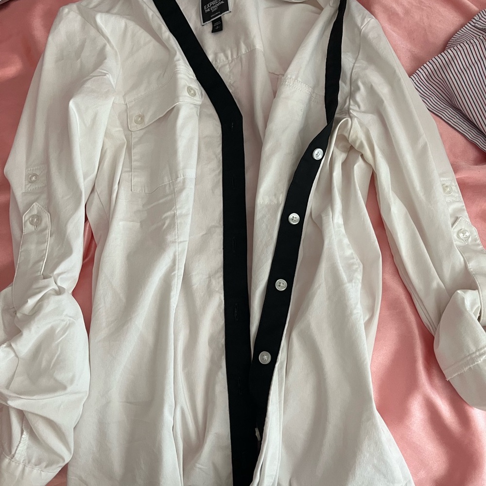 Express White Shirt with Black Accents